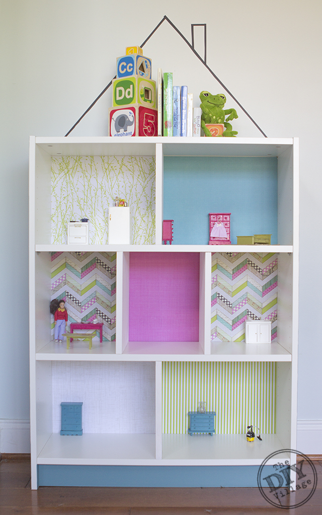 dollhouse made from bookshelf