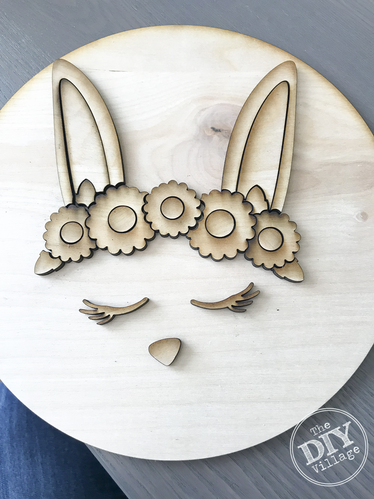 Wood Bunny Sign Spring Decor - The DIY Village